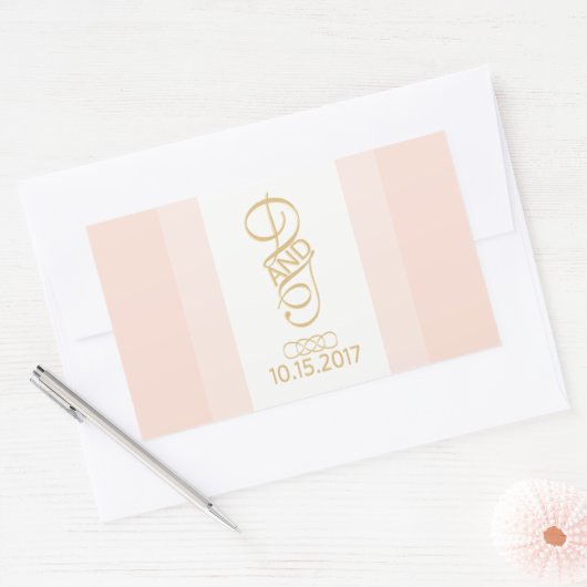 Blush en gouden rechthoek Stickers (Envelop)