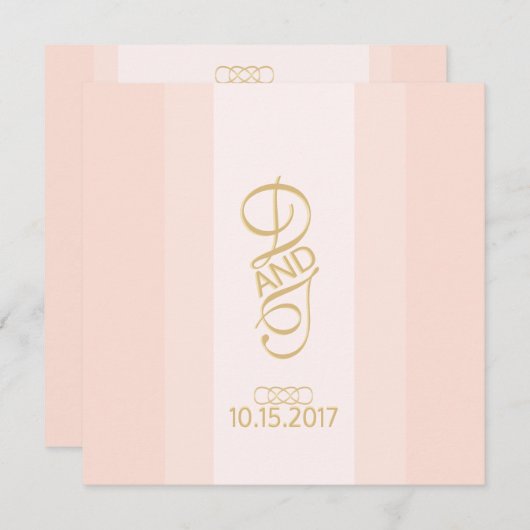Blush en gouden uitnodiging (Voorkant / Achterkant)