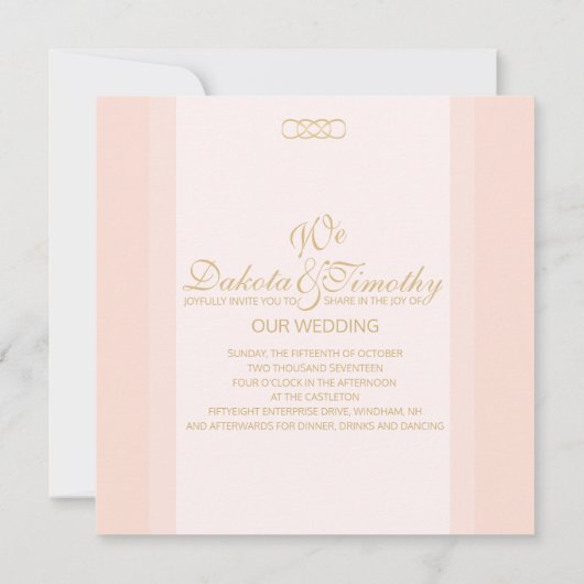 Blush en gouden uitnodiging (Achterkant)