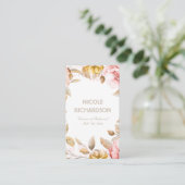Blush en gouden Waterverf Bloemen Boeket Elegant Visitekaartje (Staand voorkant)