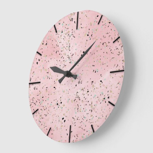 Blush- en goudmarmerterrazontwerp grote klok (Hoek)