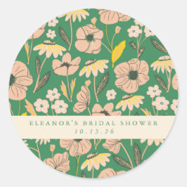 Blush en Green Boho Floral Custom Vrijgezellenfees Ronde Sticker