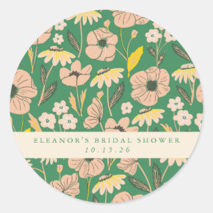 Blush en Green Boho Floral Custom Vrijgezellenfees Ronde Sticker