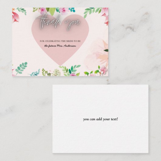 Blush en Greenery Vrijgezellenfeest Hartelijk dank Informatiekaartje (Voorkant / Achterkant)