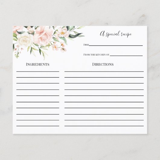 Blush en Greenery Vrijgezellenfeest Recipkaart (Voorkant)