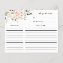 Blush en Greenery Vrijgezellenfeest Recipkaart