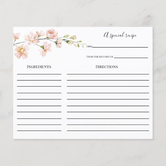 Blush en Greenery Vrijgezellenfeest Recipkaart (Voorkant)