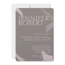 Blush en Grey Stroke Metallic Wedding Invitation