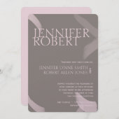 Blush en Grey Stroke Metallic Wedding Invitation Kaart (Voorkant / Achterkant)