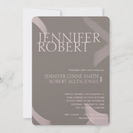 Blush en Grey Stroke Metallic Wedding Invitation Kaart