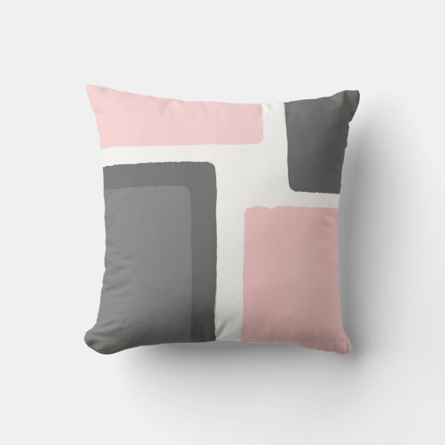 Blush en grijs minimalistisch kleurenblok kussen (Voorkant)
