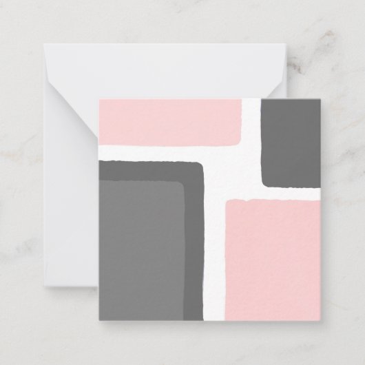 Blush en grijs minimalistisch kleurenblok notitiekaartje (Voorkant)