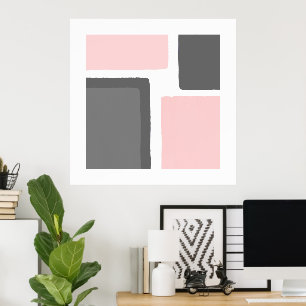 Blush en grijs minimalistisch kleurenblok poster