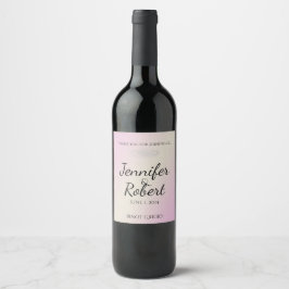 Blush en Grijs Romantisch Bruiloft Wijn Label Etiket