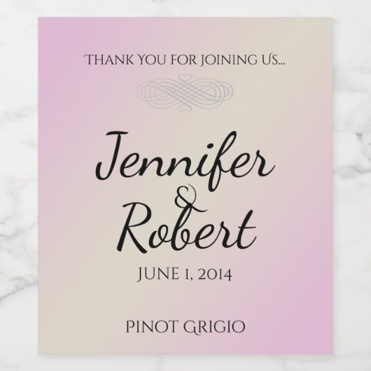 Blush en Grijs Romantisch Bruiloft Wijn Label Wijn Etiket (Enkel label)