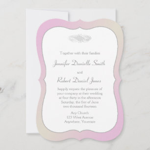 Blush en grijs romantische bruiloft uitnodiging