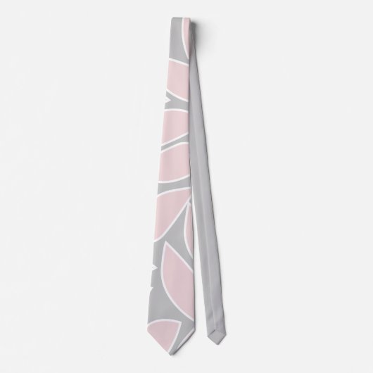 Blush en grijze Abstracte bladeren Stropdas (Voorkant)