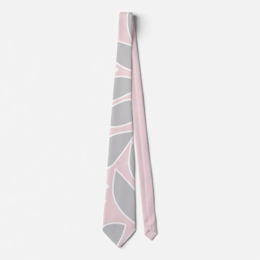 Blush en grijze Abstracte bladeren Stropdas (Voorkant)