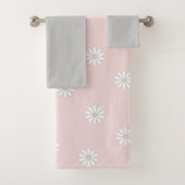 Blush en grijze bloemen bad handdoek (Insitu)