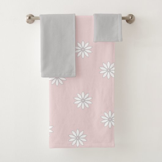 Blush en grijze bloemen bad handdoek (Insitu)