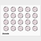 Blush en Grijze Bloemen Bewaar de trouwdatum Ronde Sticker (Vel)