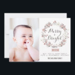 Blush en grijze kerstfeestdag fotokaart feestdagenkaart<br><div class="desc">Blush en Grey Christmas Wreath Holiday Photo Card  vakantie fotokaart met kalligrafie teksten en blush en grey kerstkrans.</div>