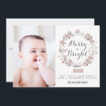 Blush en grijze kerstfeestdag fotokaart feestdagenkaart<br><div class="desc">Blush en Grey Christmas Wreath Holiday Photo Card  vakantie fotokaart met kalligrafie teksten en blush en grey kerstkrans.</div>