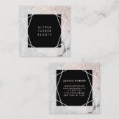 Blush en grijze marmer | Geometrisch Vierkante Visitekaartje (Voorkant / Achterkant)