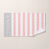 Blush en Grijze Strepen Monogram | Bewerkbare kleu Bad Handdoek (Handdoek)