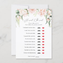 Blush en groen Hij zei, Ze zei Douche Spel Kaart