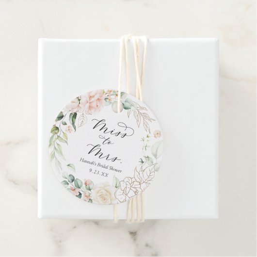 Blush en groen Miss naar Mrs Vrijgezellenfeest Bedankjes Labels (In situ)