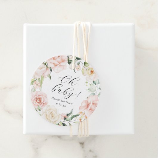 Blush en groen Oh Baby Bedankjes Labels (In situ)