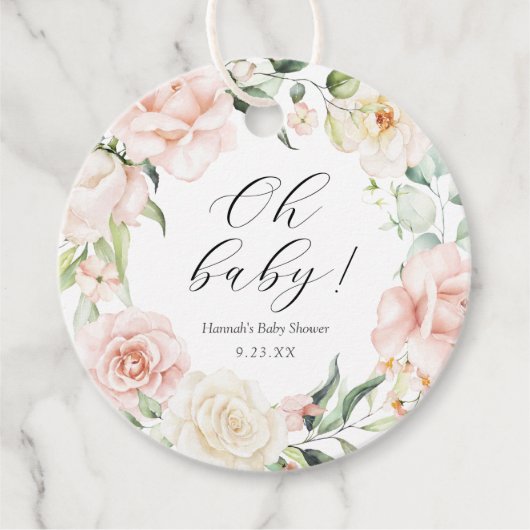 Blush en groen Oh Baby Bedankjes Labels (Voorkant)