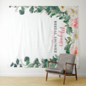 Blush en groen Vrijgezellenfeest achtergrond Wandkleed (In Situ (horizontaal))