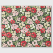 Blush en groene kerstWaterverf Flowers Donker Cadeaupapier (Vlak)