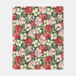 Blush en groene kerstWaterverf Flowers Donker Fleece Deken