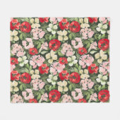 Blush en groene kerstWaterverf Flowers Donker Fleece Deken (Voorkant (Horizontaal))