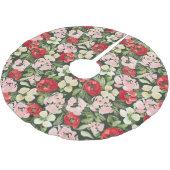 Blush en groene kerstWaterverf Flowers Donker Kerstboom Rok (Gekanteld)