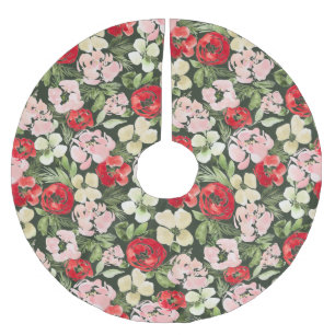 Blush en groene kerstWaterverf Flowers Donker Kerstboom Rok