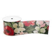 Blush en groene kerstWaterverf Flowers Donker Satijnen Lint (Spoel)