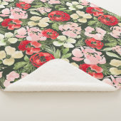 Blush en groene kerstWaterverf Flowers Donker Sherpa Deken (3/4)