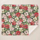 Blush en groene kerstWaterverf Flowers Donker Sherpa Deken (Voorkant (horizontaal))