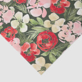 Blush en groene kerstWaterverf Flowers Donker Tissuepapier (Detail)