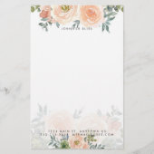 Blush en groene waterverf floral gepersonaliseerd briefpapier (Voorkant)