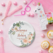 Blush en groene waterverf florale bruiloft papieren bordje (Feest)