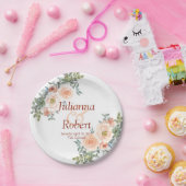 Blush en groene waterverf florale bruiloft papieren bordje (Feest)