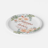 Blush en groene waterverf florale bruiloft papieren bordje (Gekanteld)