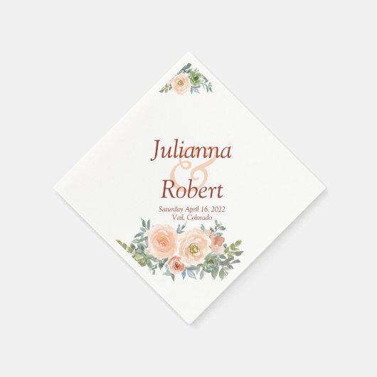 Blush en groene waterverf florale inapkins servet (Hoek)