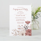Blush en Ivoor Bloemen Engagement Party Kaart (Staand voorkant)