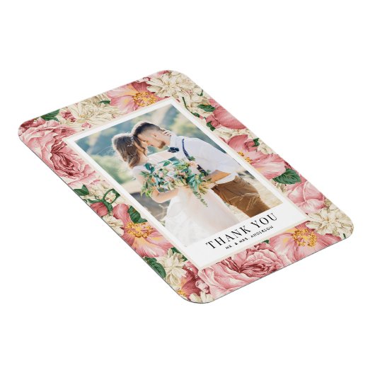 Blush en ivoren bloemen foto bruiloft Dank u Magneet (Rechterzijde)